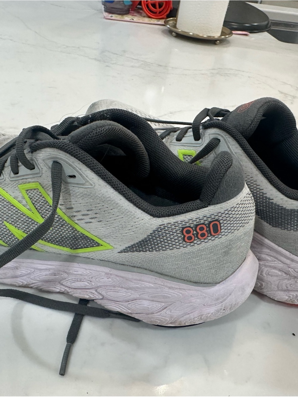 New Balance Gray Running Shoes with Lime Accents